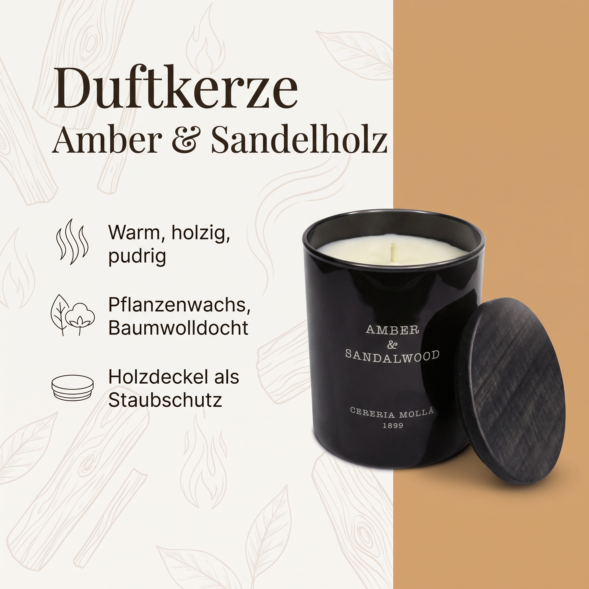 Duftkerze Amber & Sandelholz