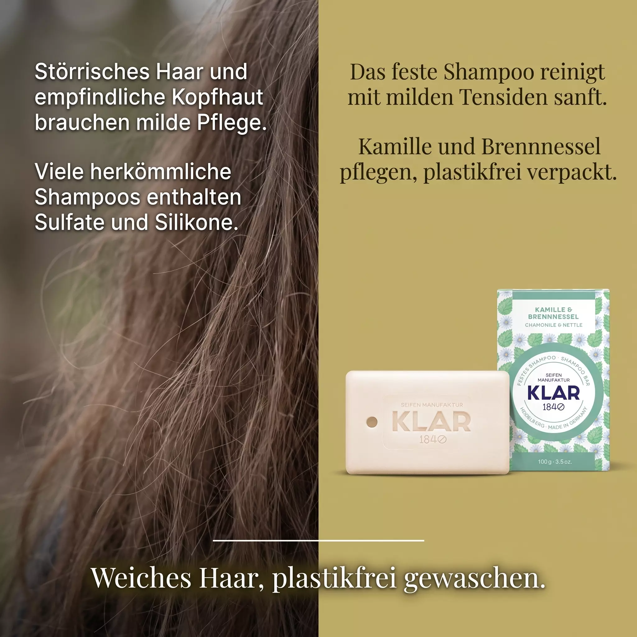 Klar´s festes Shampoo Kamille & Brennessel Klar´s festes Shampoo Kamille & Brennessel