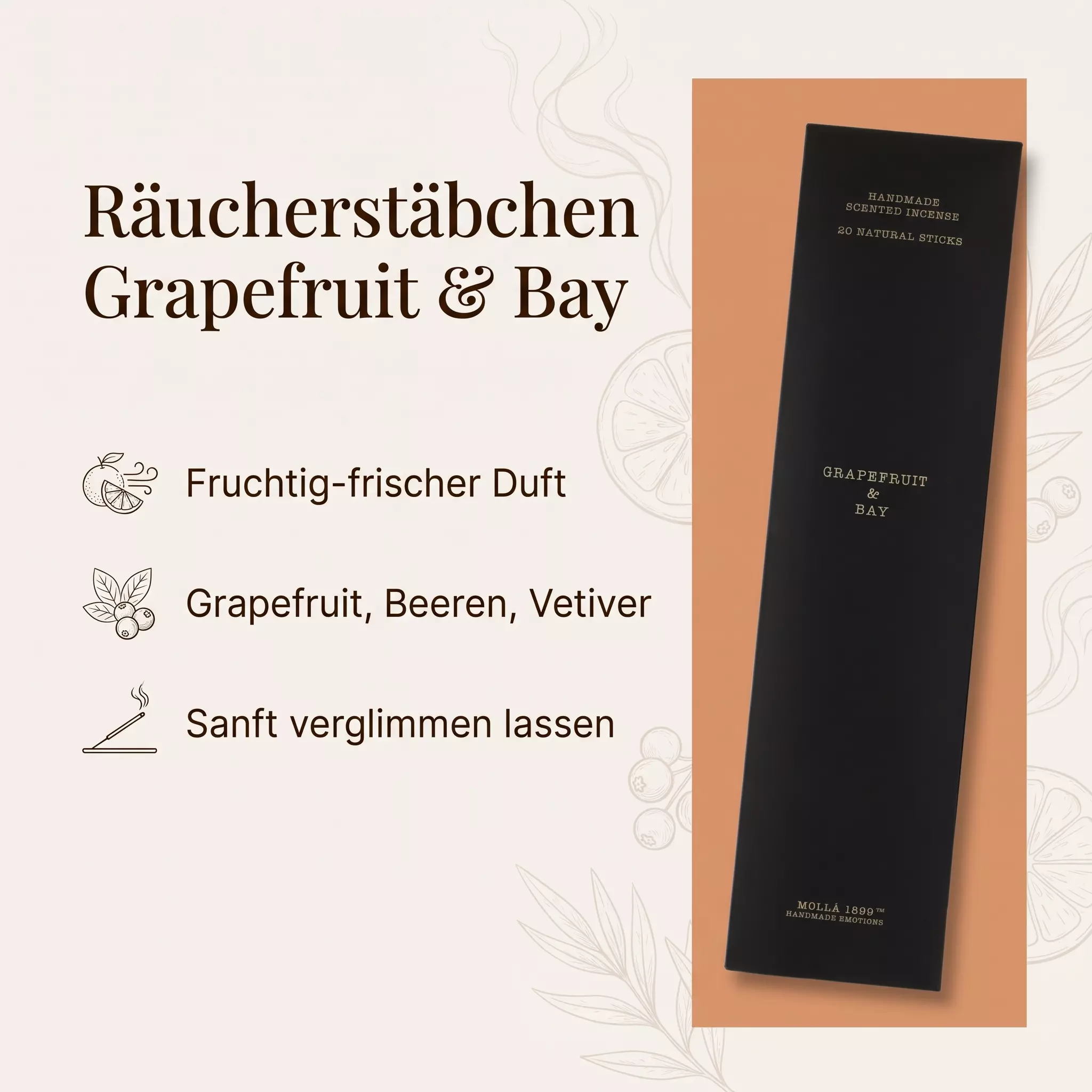 Räucherstäbchen Grapefruit & Bay