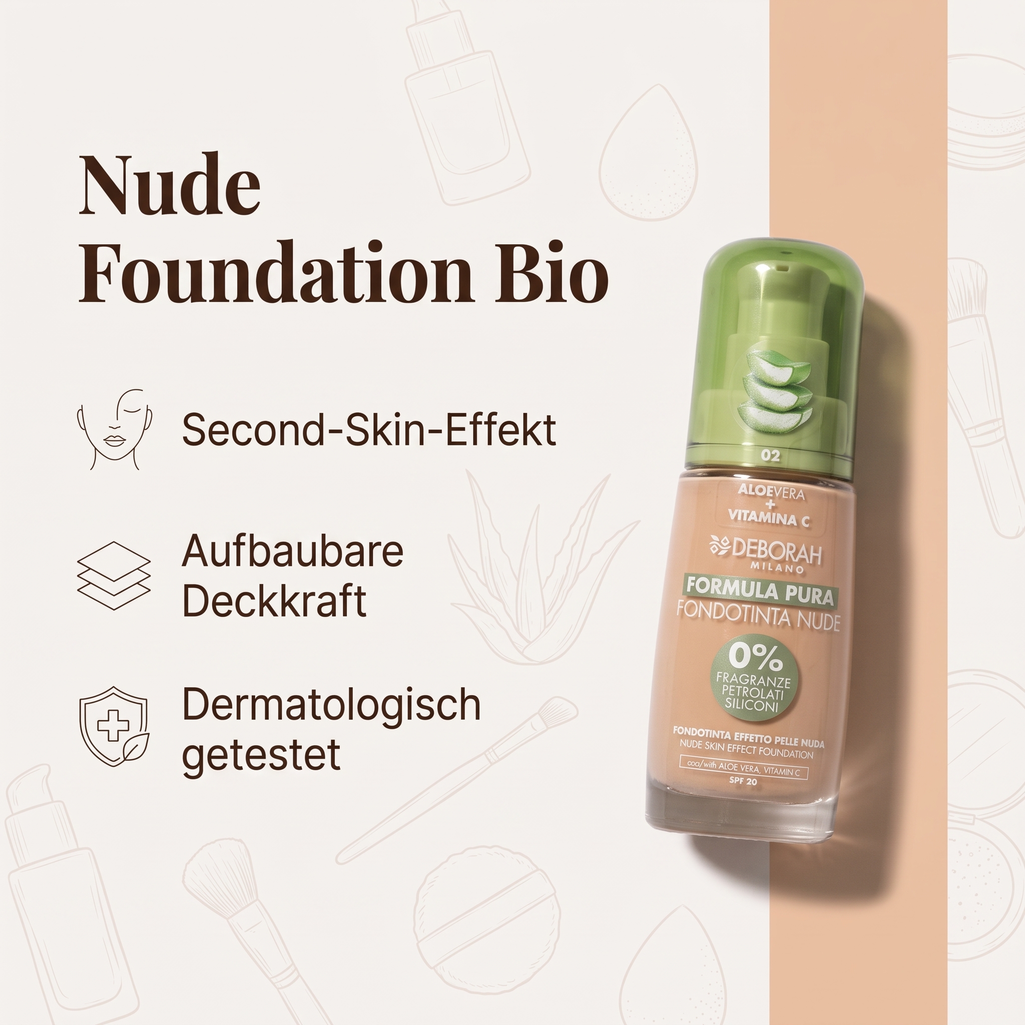 Nude Foundation Bio No. 02 Rose Cream Nude Foundation Bio No. 02 Rose Cream
