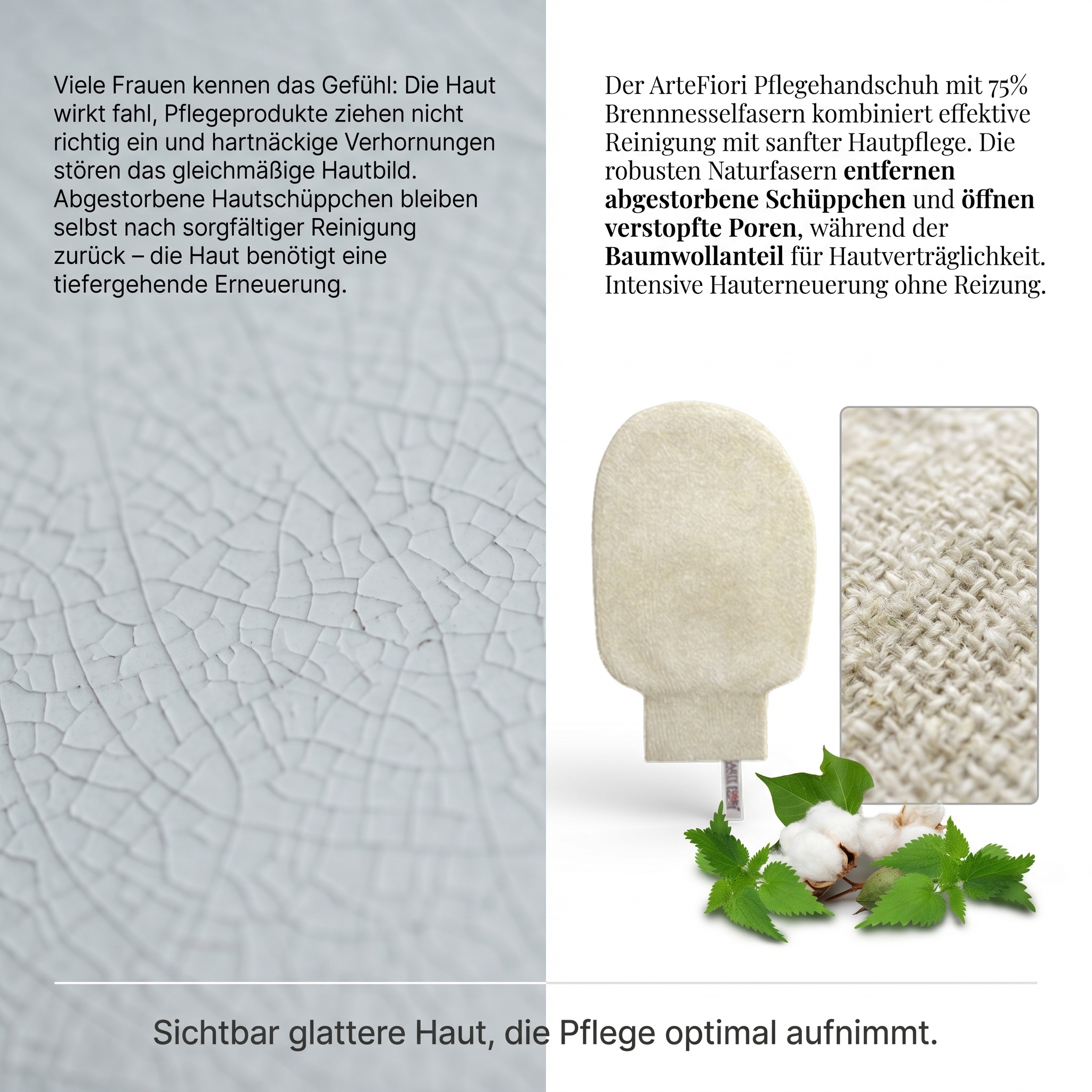 Pflegehandschuh mit Brennnesselfasern