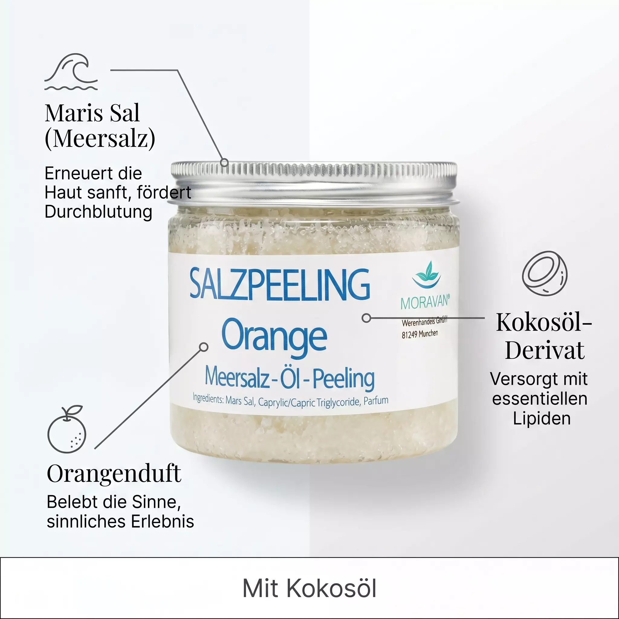 Meersalzpeeling mit Kokosöl & Orangenduft