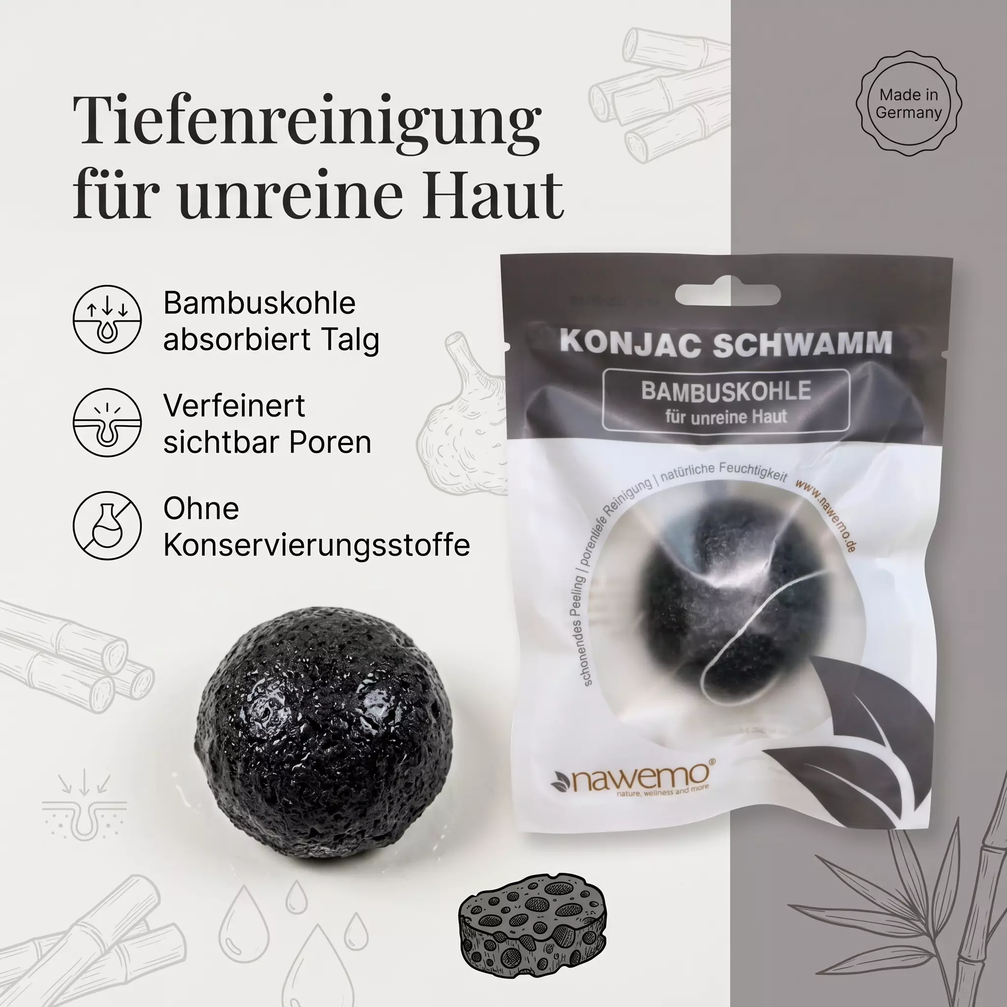 Konjac Schwamm Bambuskohle