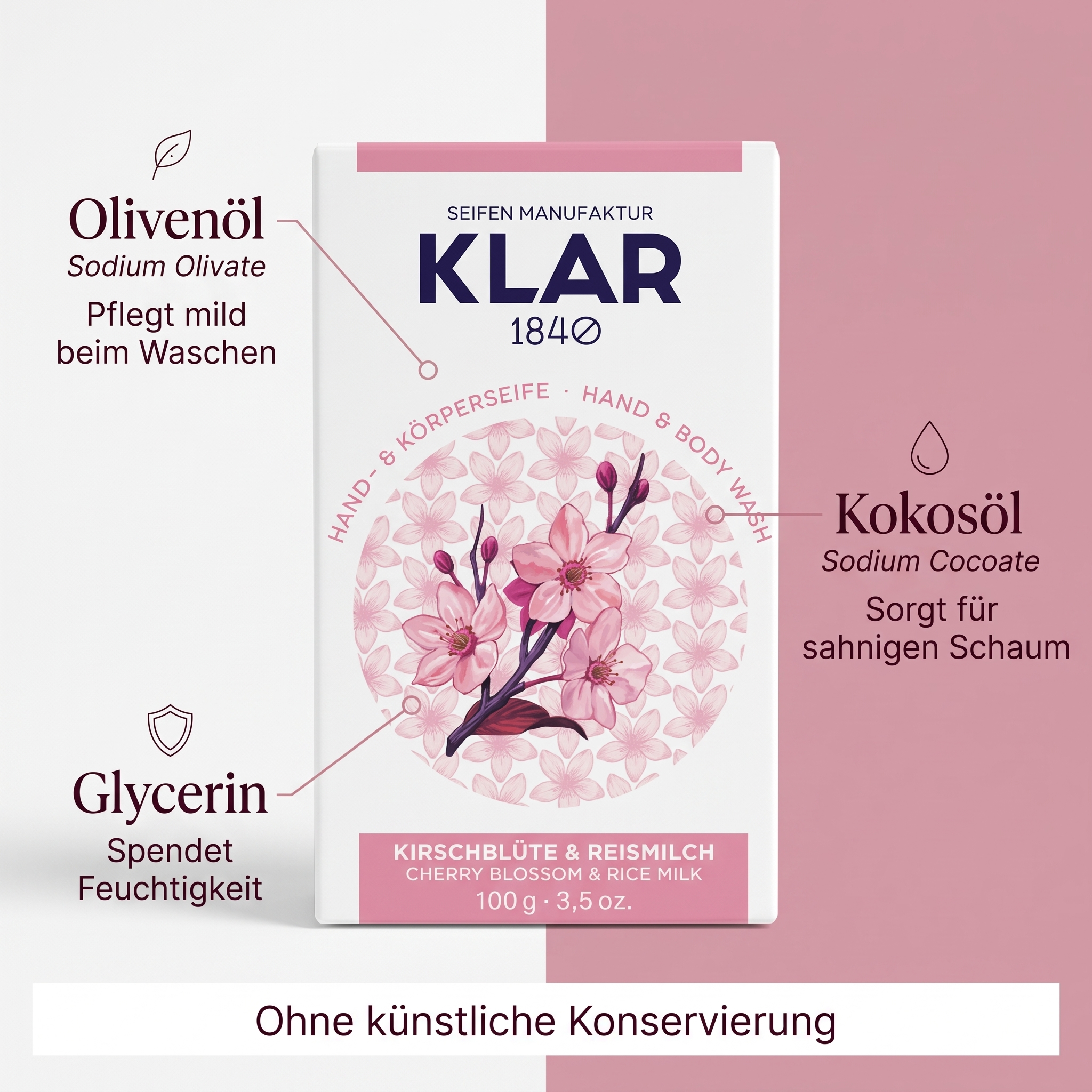 Klar´s Kirschblüten & Reismilchseife Klar´s Kirschblüten & Reismilchseife
