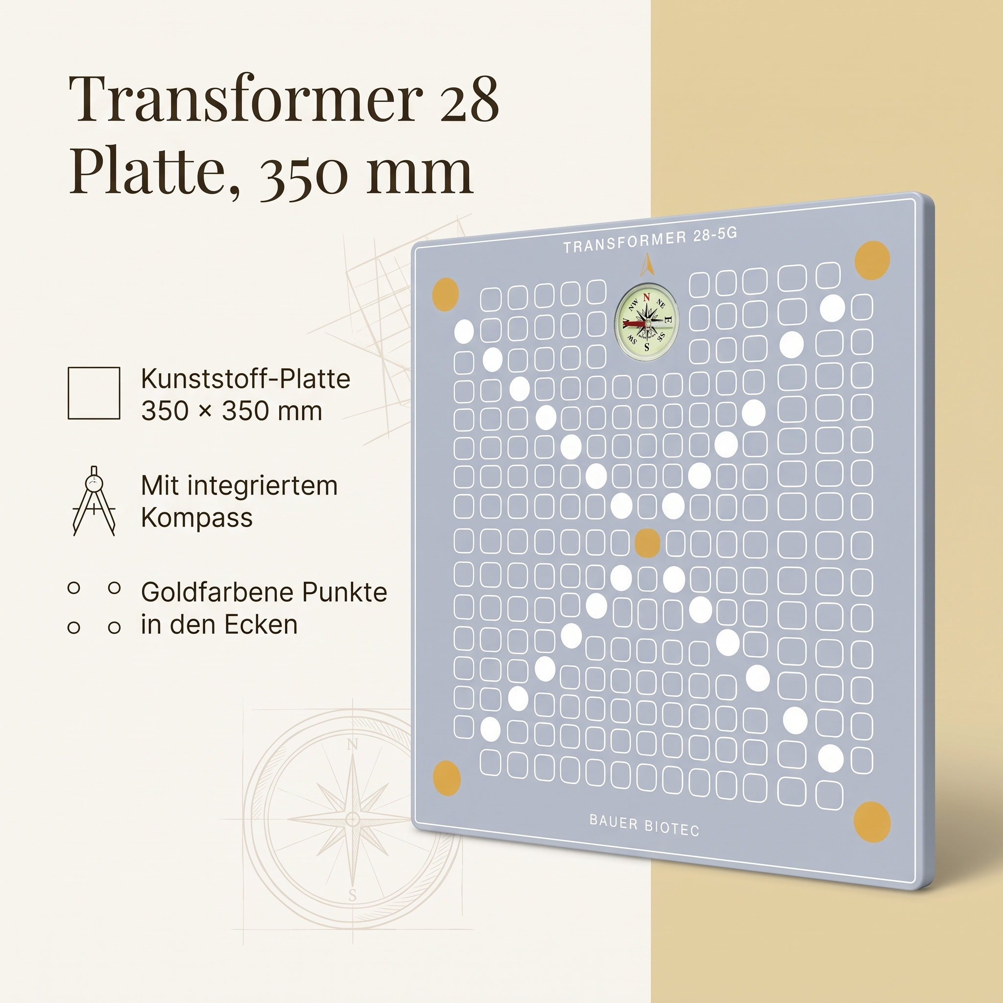 Transformer 28-5G Kunststoff-Platte mit integriertem Kompass 350x350x10mm 