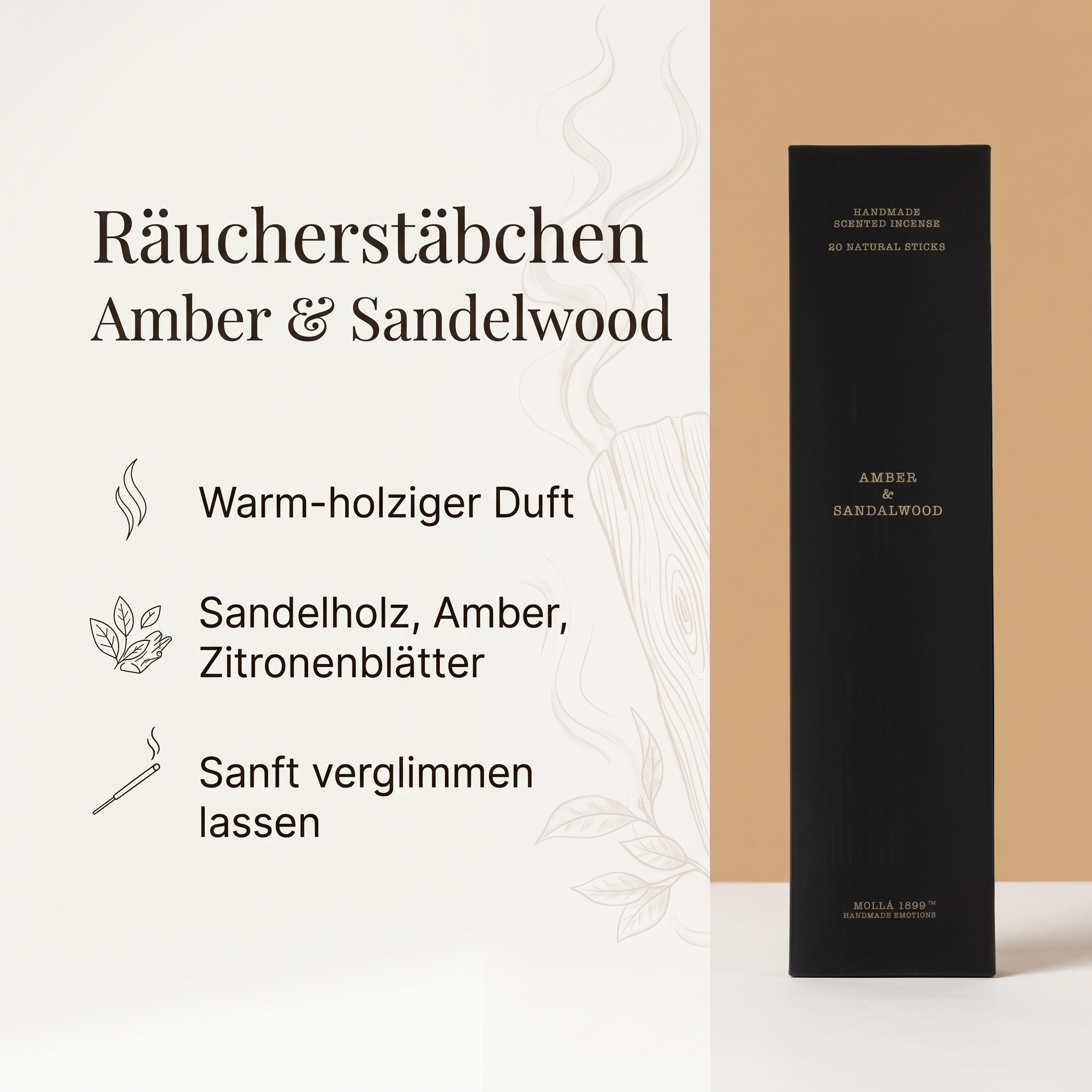 Räucherstäbchen Amber & Sandelwood 