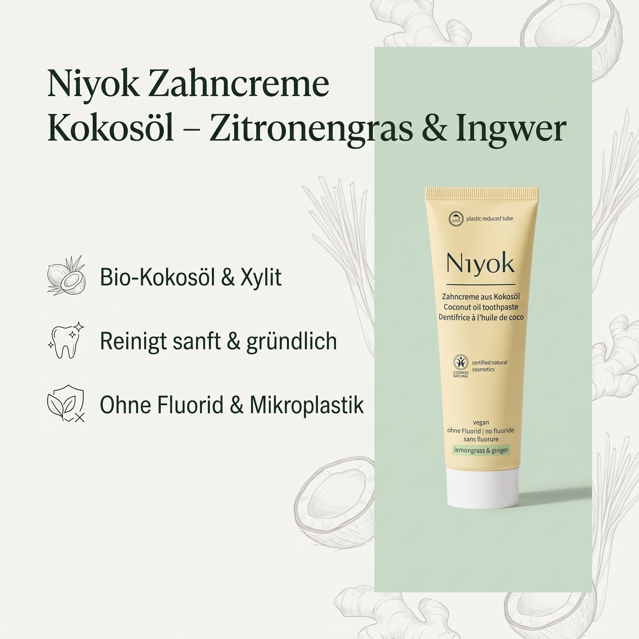 Zahncreme aus Kokosöl - Zitronengras & Ingwer
