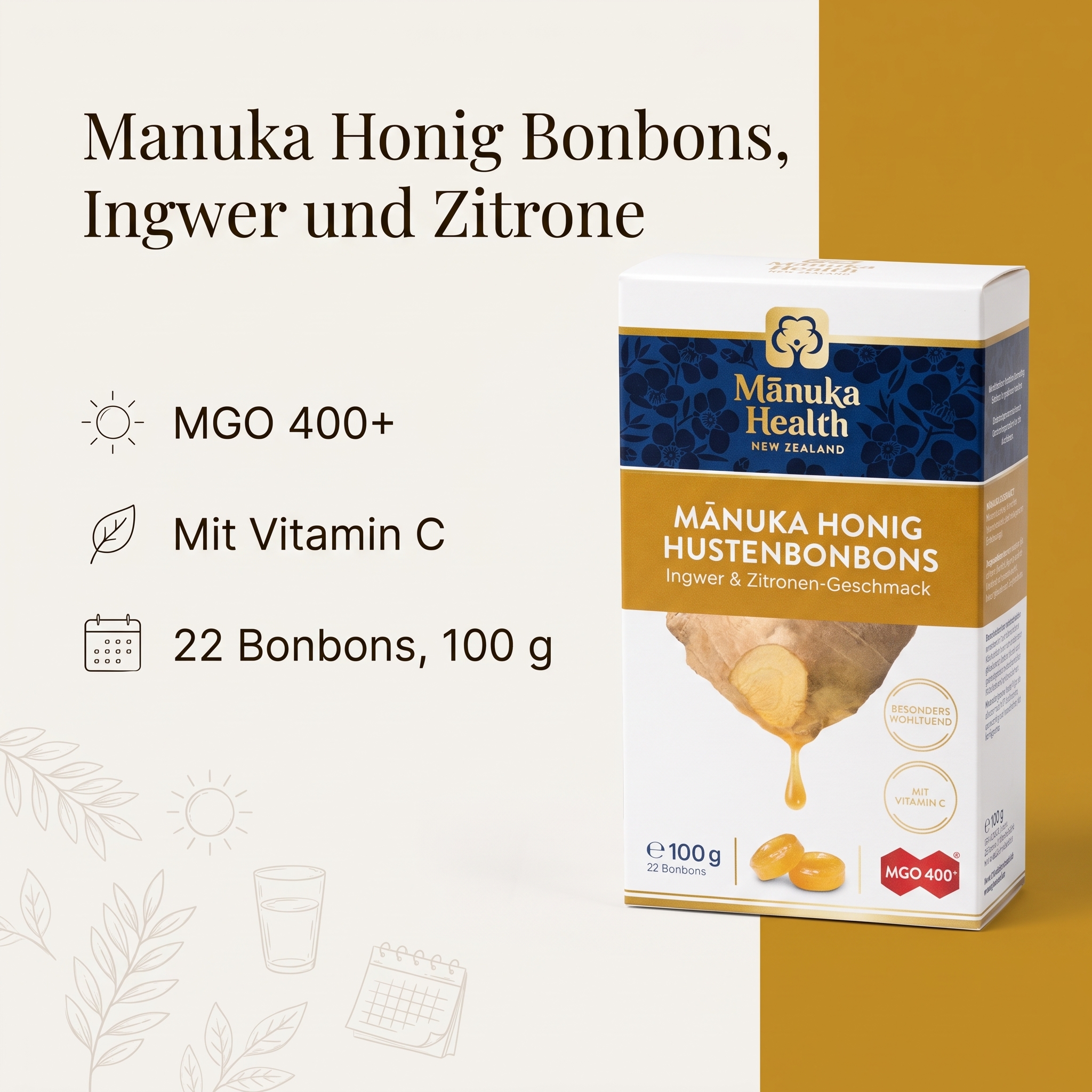 Hustenbonbons mit Manuka Honig + Ingwer + Zitrone