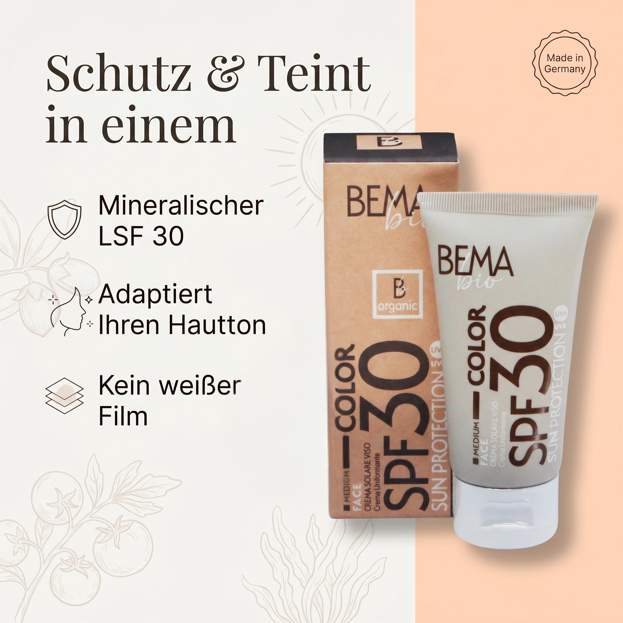 Getönte Sonnencreme SPF 30 Crema Solare bio