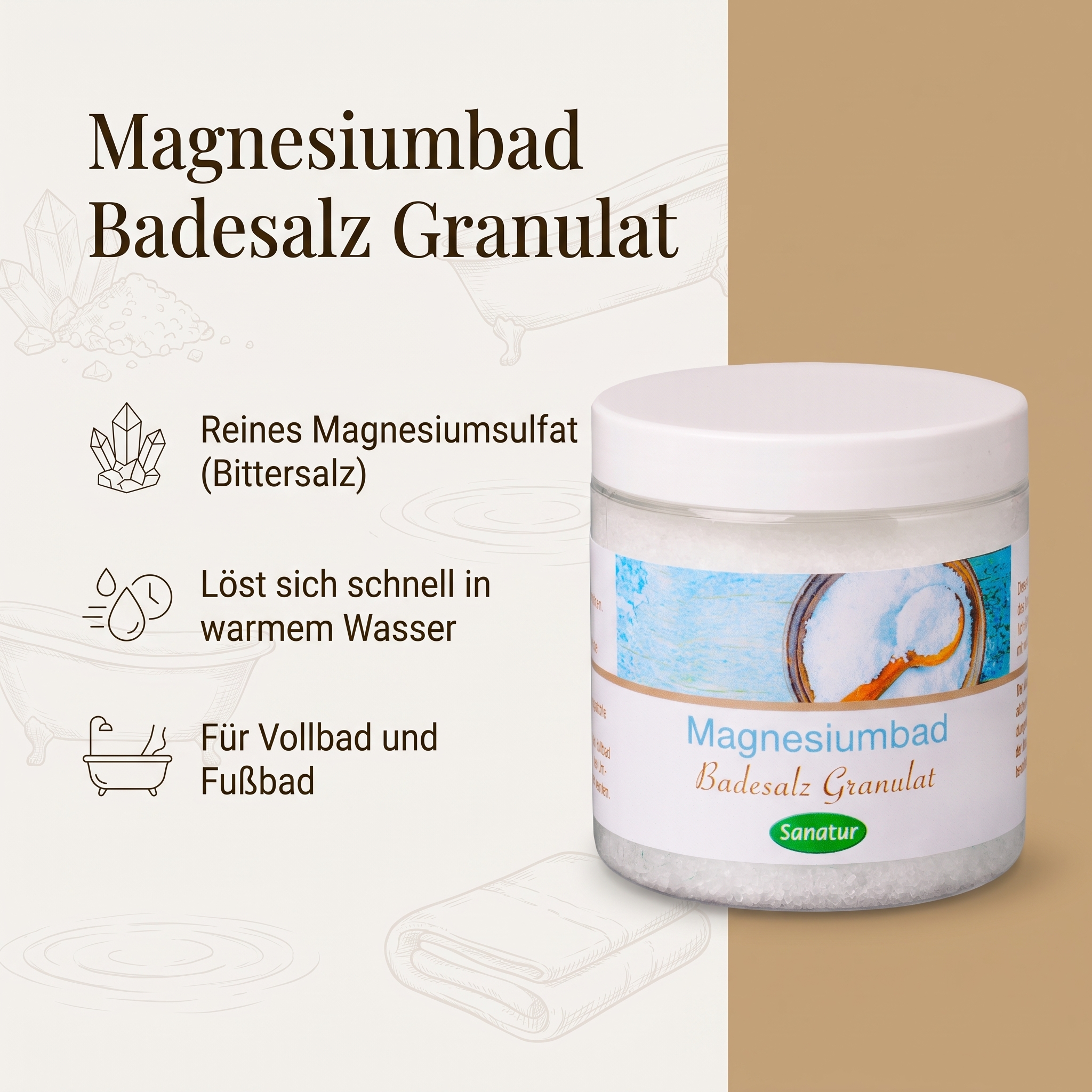 Magnesiumbad Badesalz Granulat 
