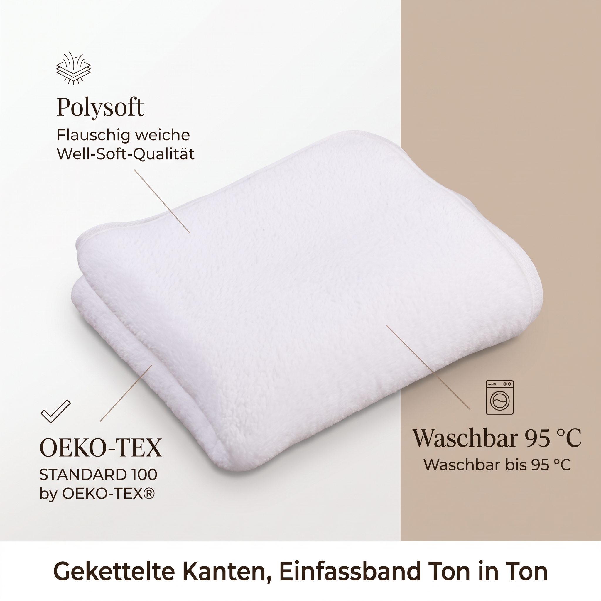Wärmedecke Kuschelplüsch 155x200 cm weiß