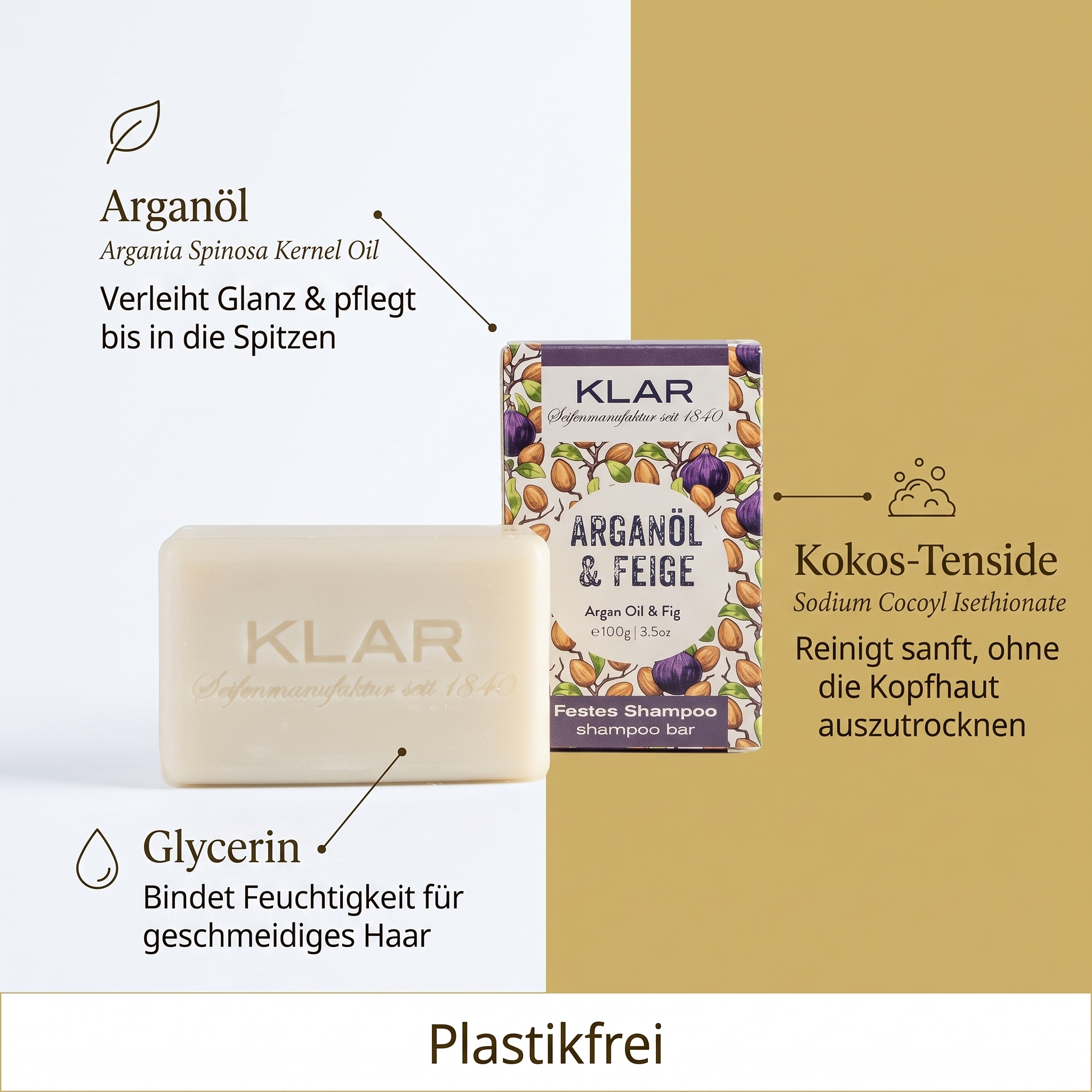 Klar´s festes Shampoo Argan & Feige Klar´s festes Shampoo Argan & Feige