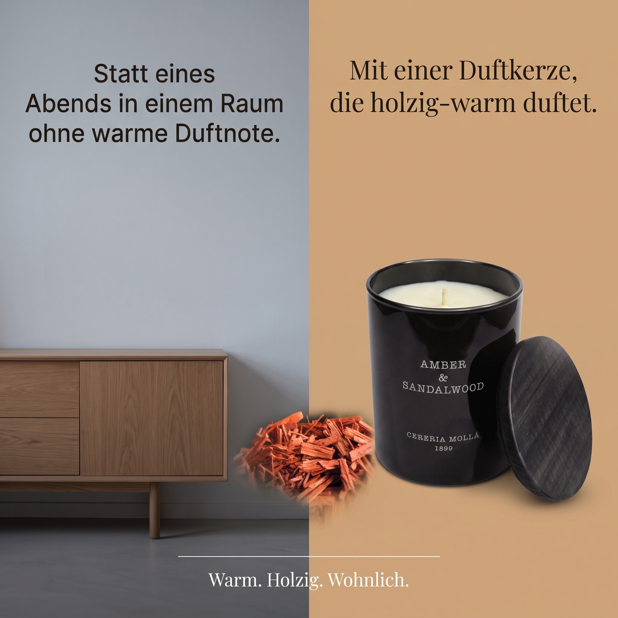 Duftkerze Amber & Sandelholz