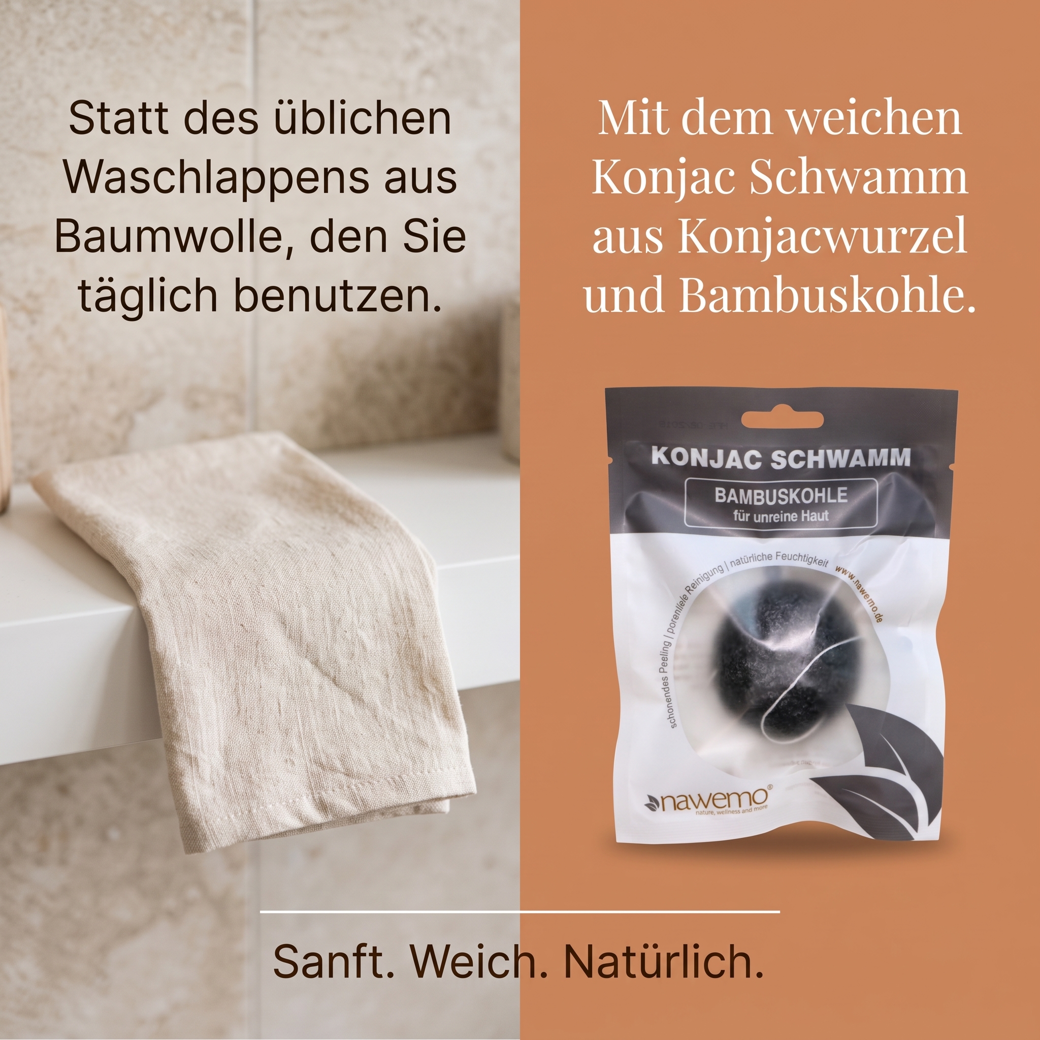 Konjac Schwamm Bambuskohle