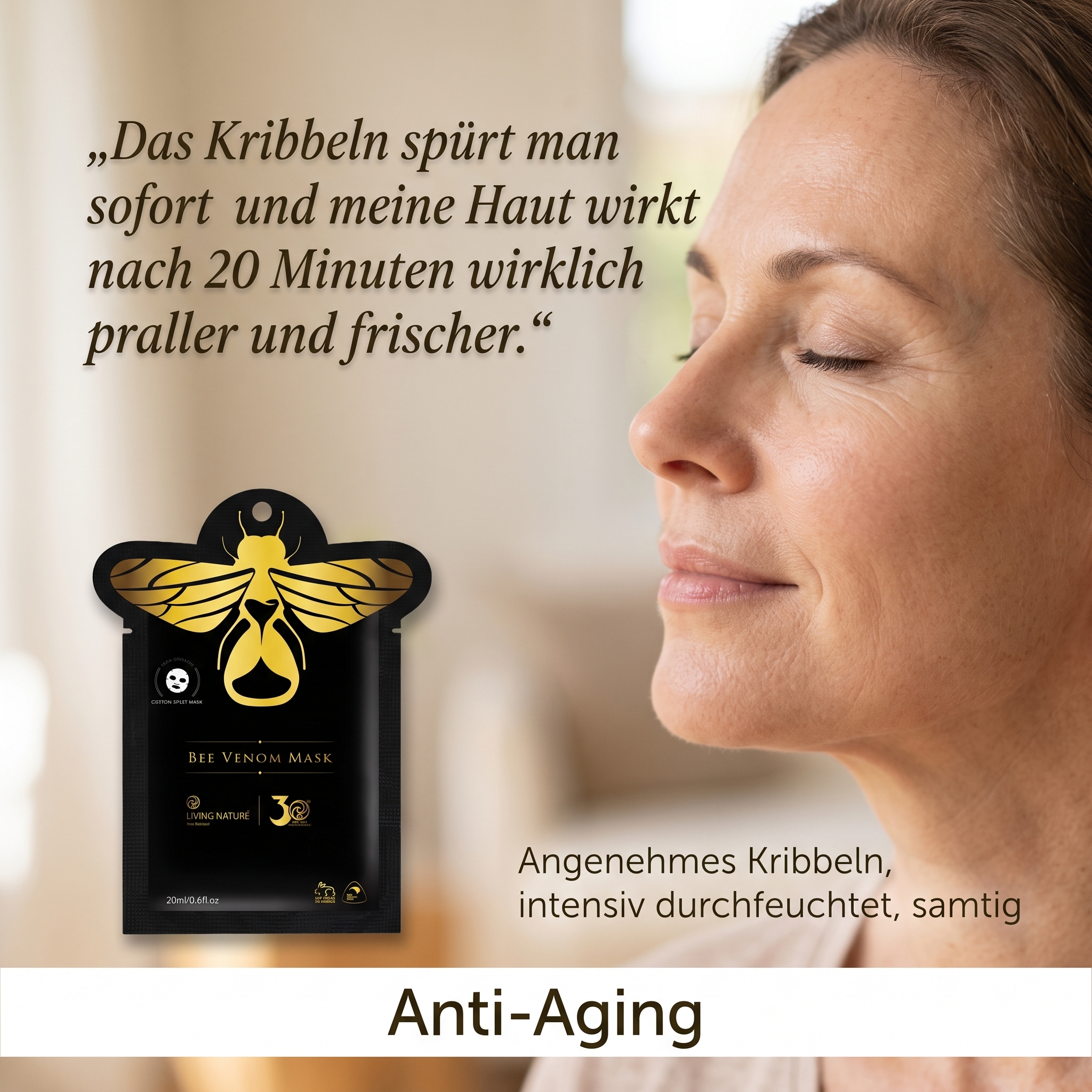 Gesichtsmaske (Vlies) mit Bienengift (Bee Venom) Gesichtsmaske (Vlies) mit Bienengift (Bee Venom)