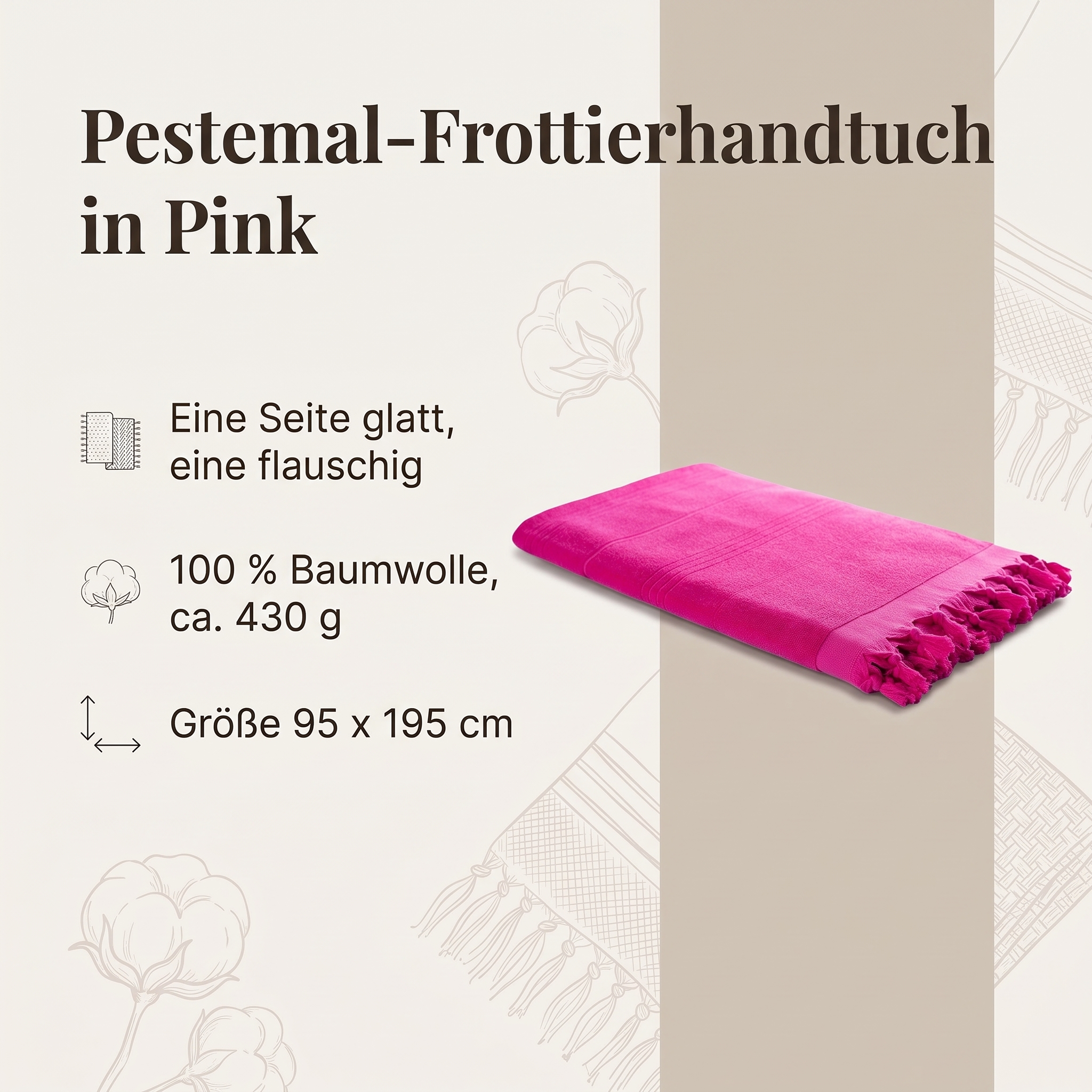 Pestemal Frottierhandtuch 90x190cm pink Pestemal Frottierhandtuch 90x190cm pink