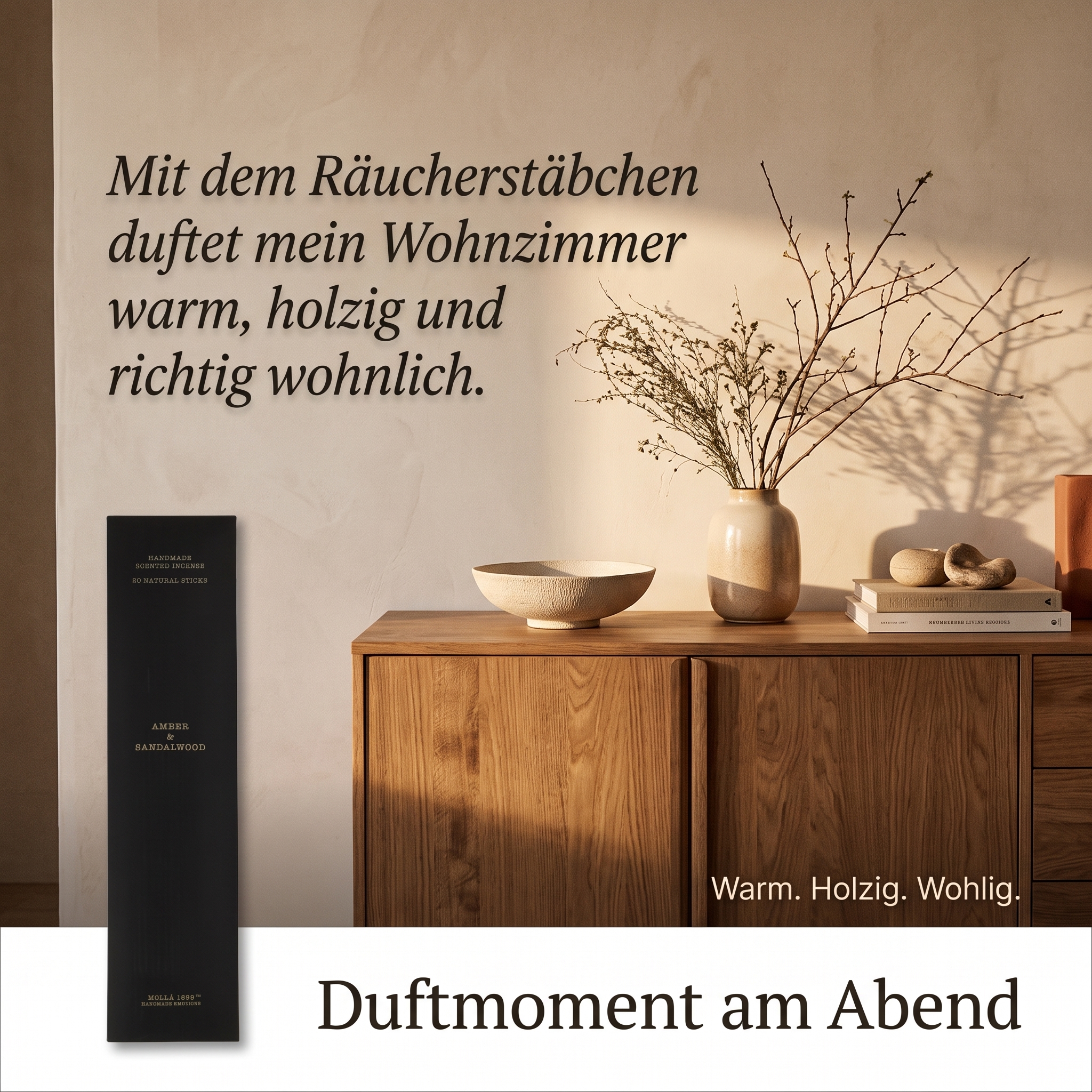 Räucherstäbchen Amber & Sandelwood 