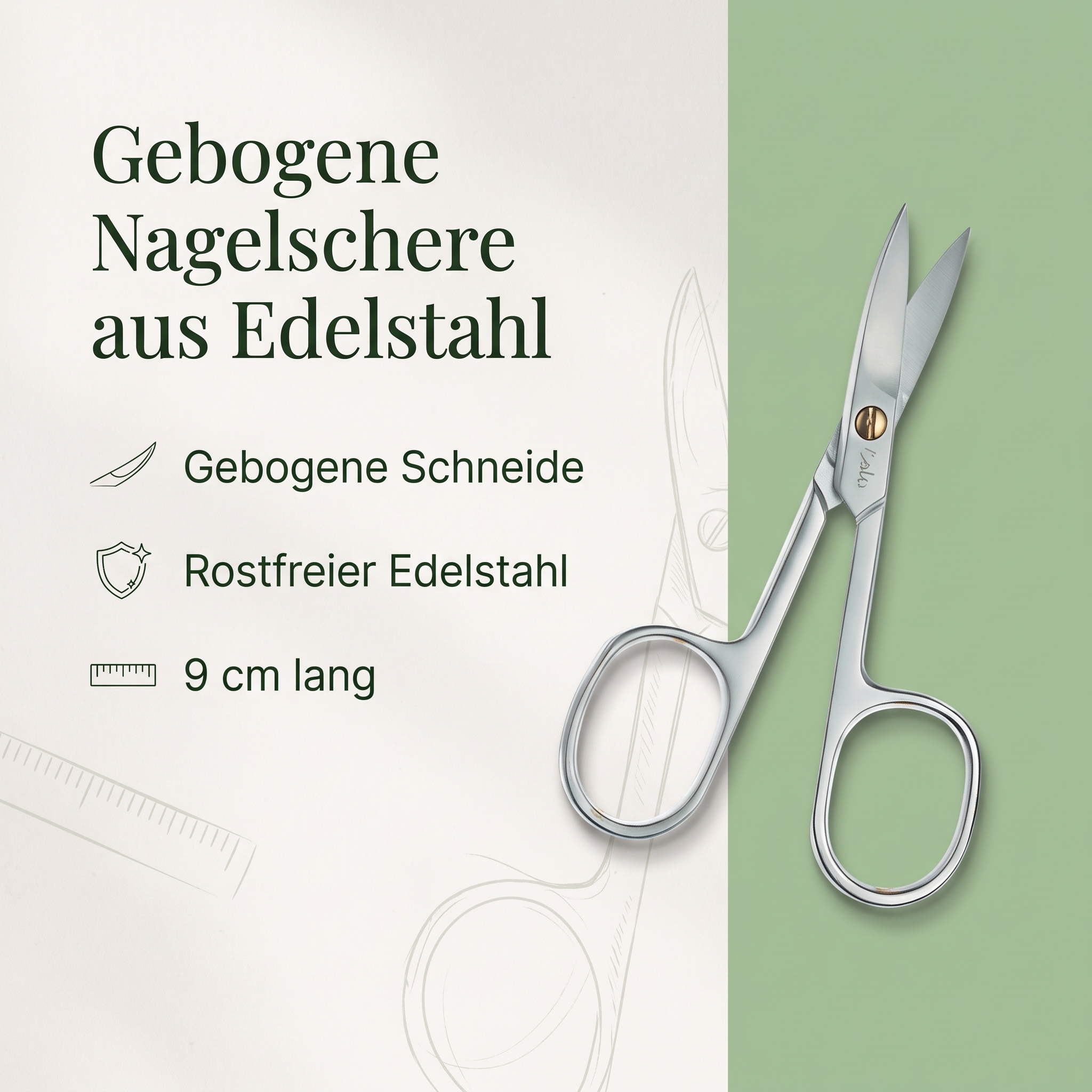 Nagelschere gebogen, Edelstahl, rostfrei 9cm Nagelschere gebogen, Edelstahl, rostfrei 9cm