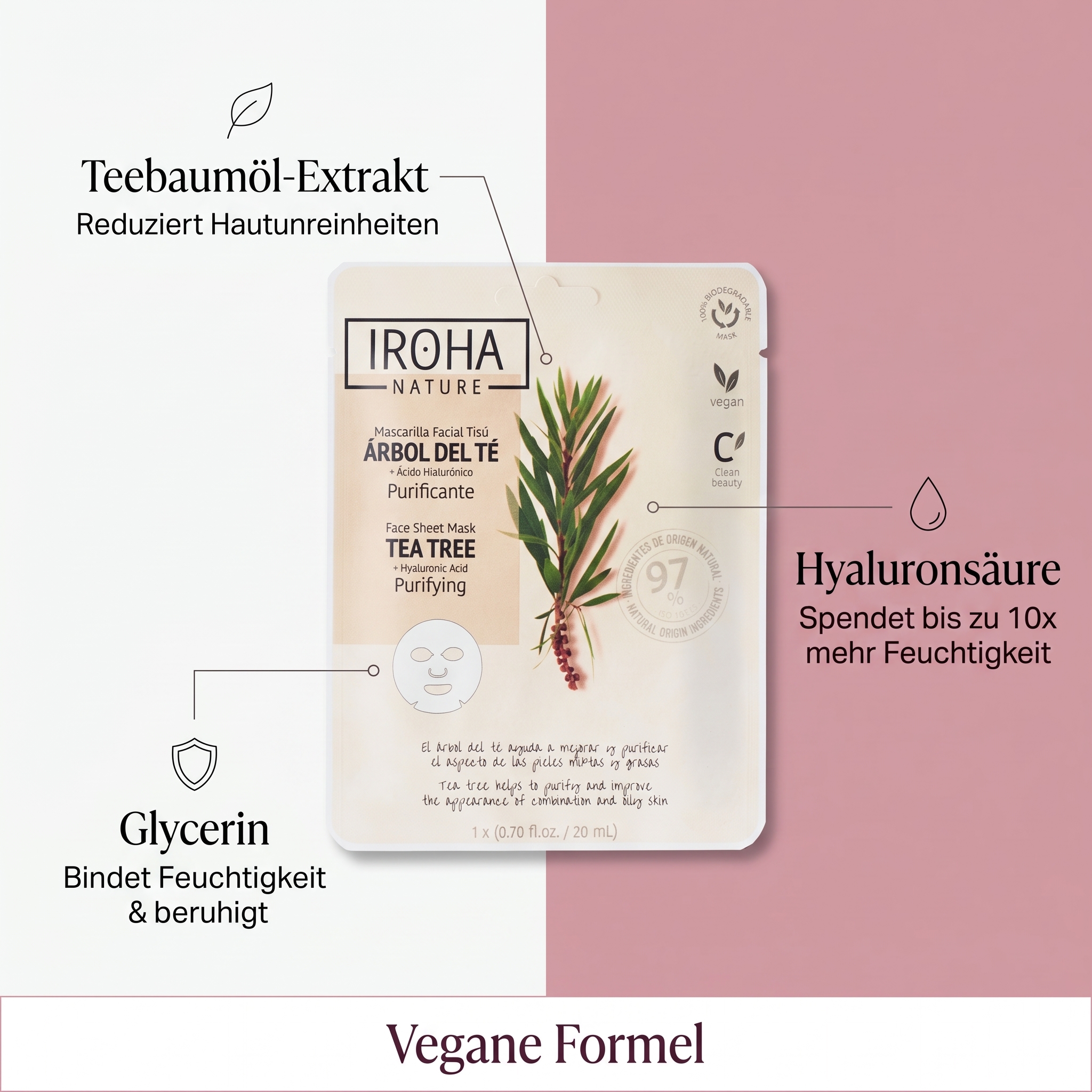 Vliesmaske Purifying Tea Tree