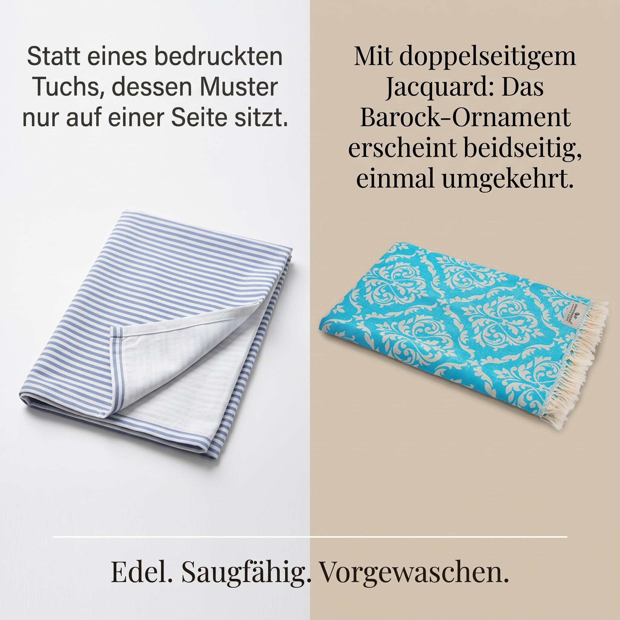 Hamamtuch Jaquard 90x180cm Optik Barock türkis Hamamtuch Jaquard 90x180cm Optik Barock türkis