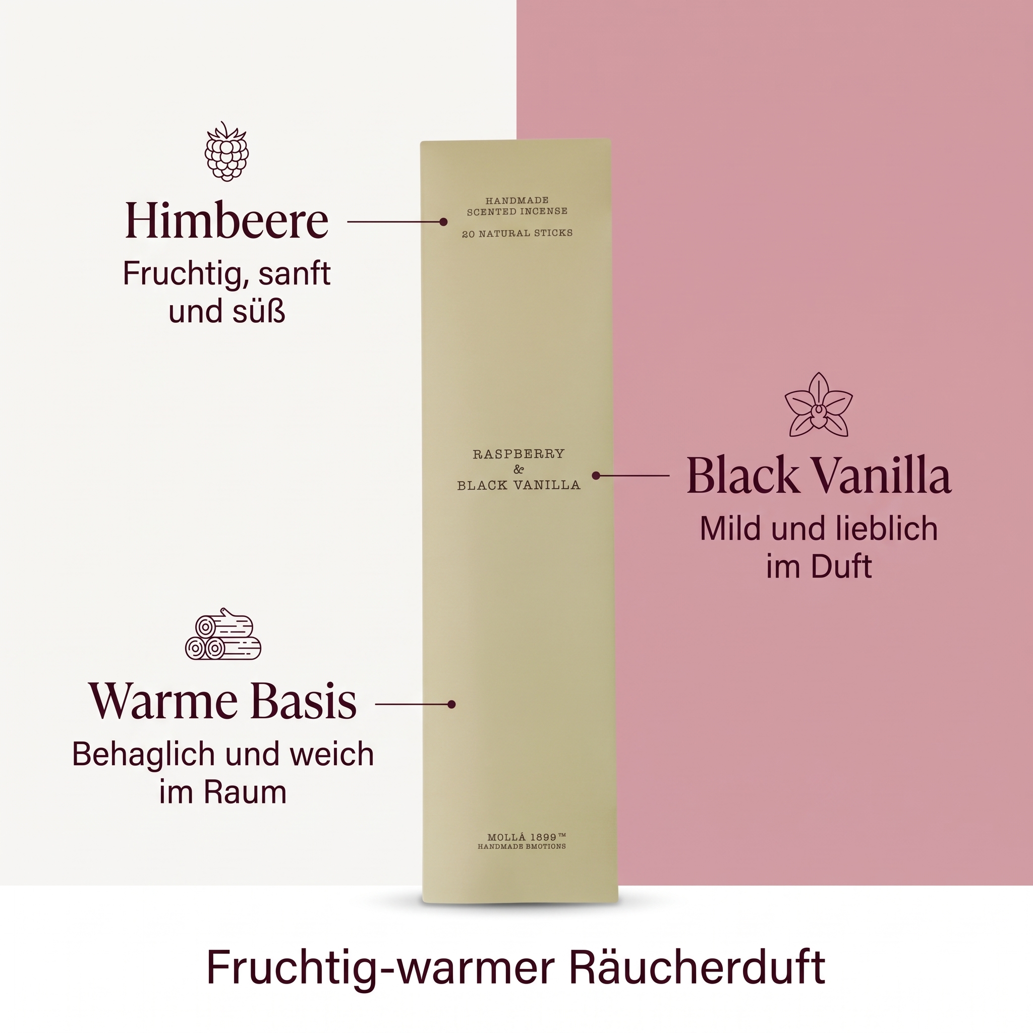 Räucherstäbchen Himbeere & Black Vanilla