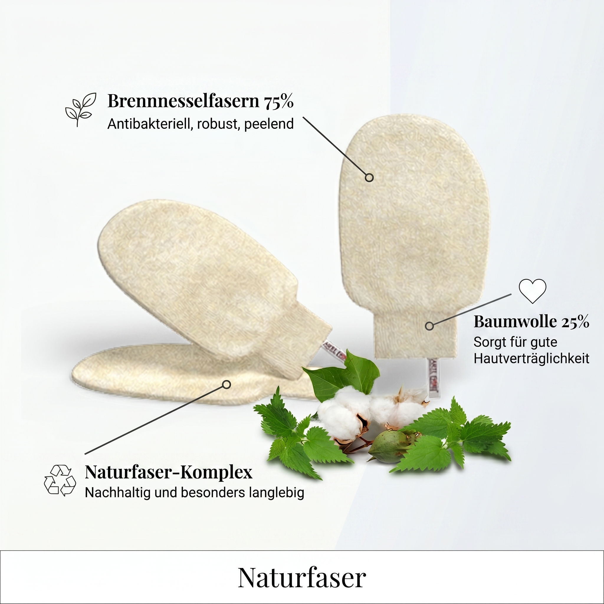 Pflegehandschuh mit Brennnesselfasern